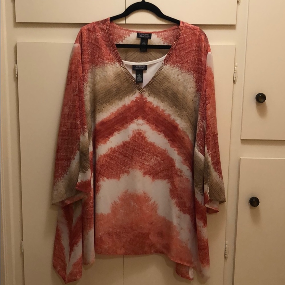 Coral blouse with tank top - size 4X